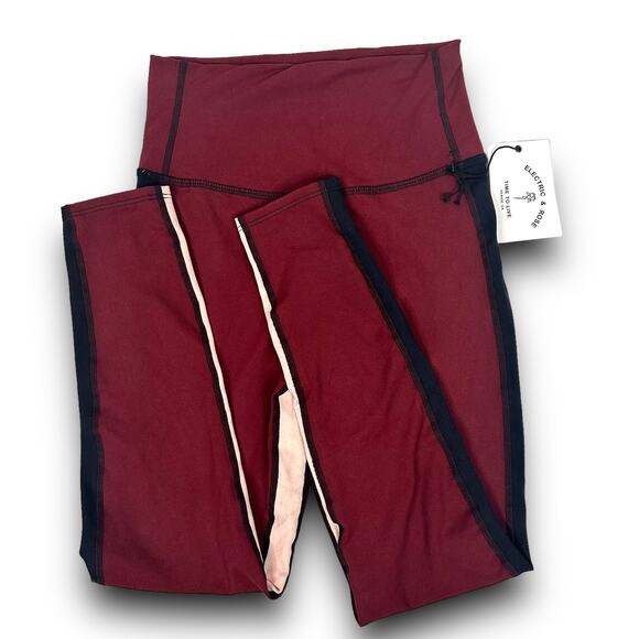 NEW Electric & Rose High Rise Waist Athletic Leggings Maroon Black Pink Small - Picture 6 of 9